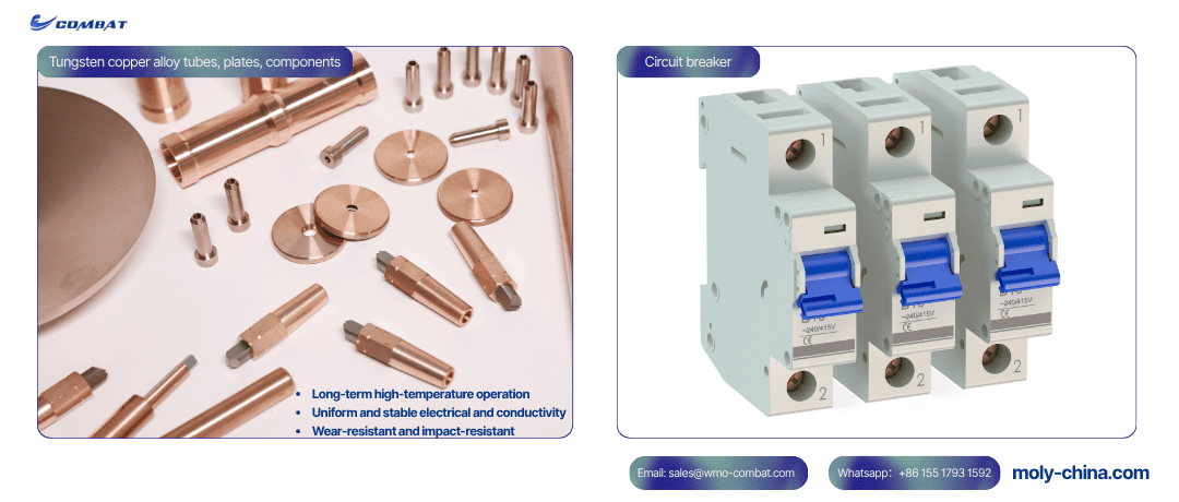 Tungsten copper alloy components for circuit breaker